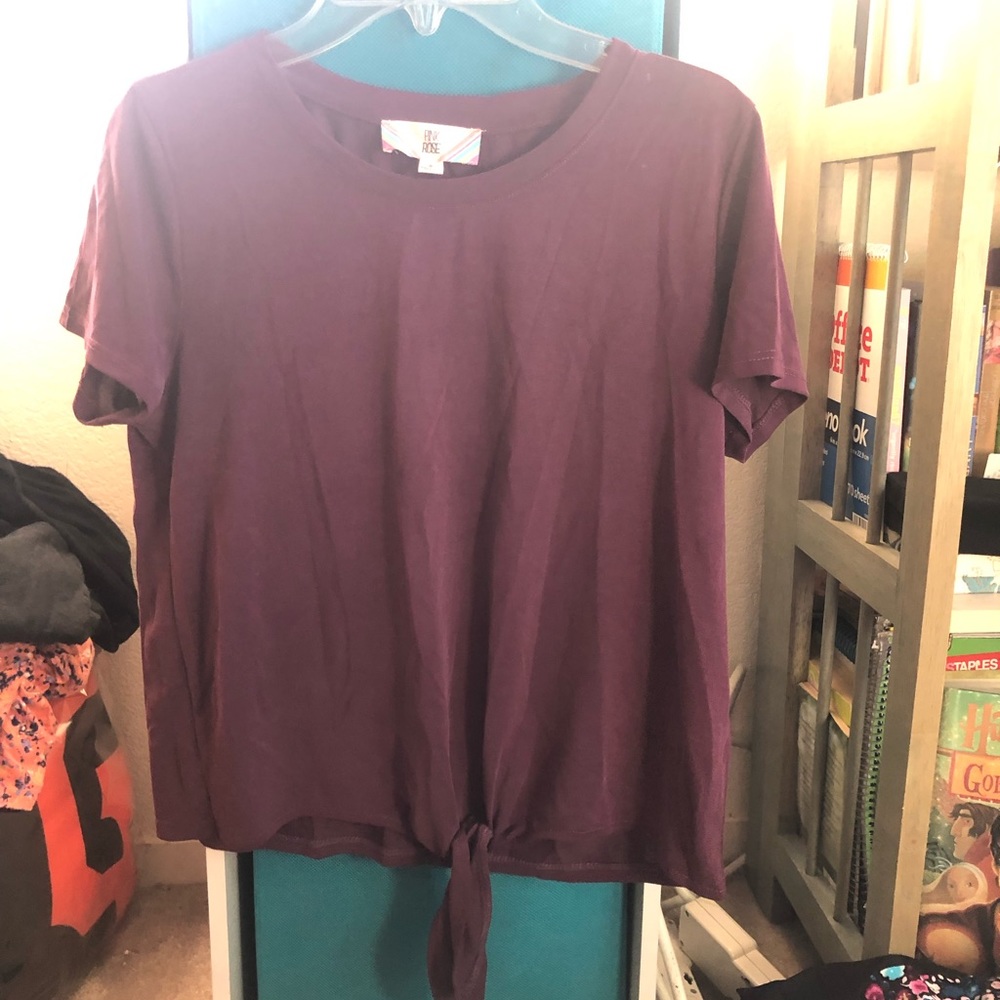 Pink Rose purple crop top with tie front